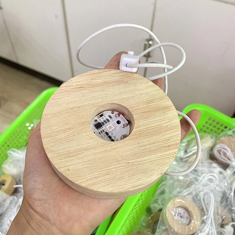 LED Crystal Ball with Wooden Stump Base USB Night Light for Desktop Decoration|Home Decor & Lighting