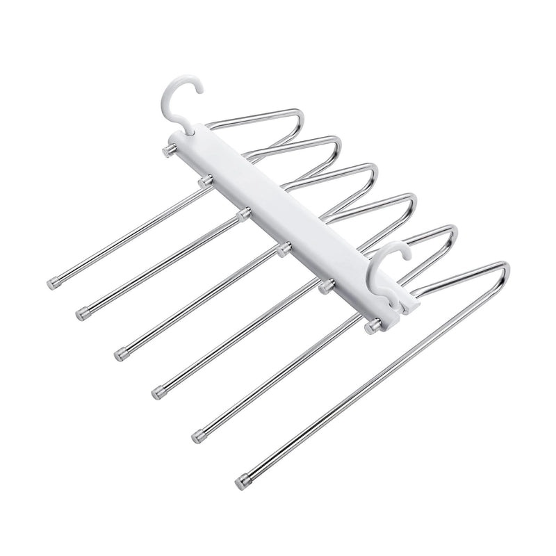 Stainless Steel Folding Telescopic Pants Rack Multi-Layer Anti-Slip Clothes Hanger for Wardrobe|Home Storage & Organization