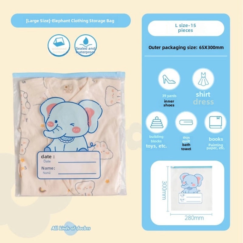Cartoon Transparent Zipper Storage Bag for Kids Kindergarten Clothes | Kids Storage Bags