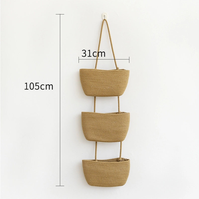 Three-Layer Cotton Thread Wall Hanging Basket for Storage and Home Decoration|Home Storage & Organization