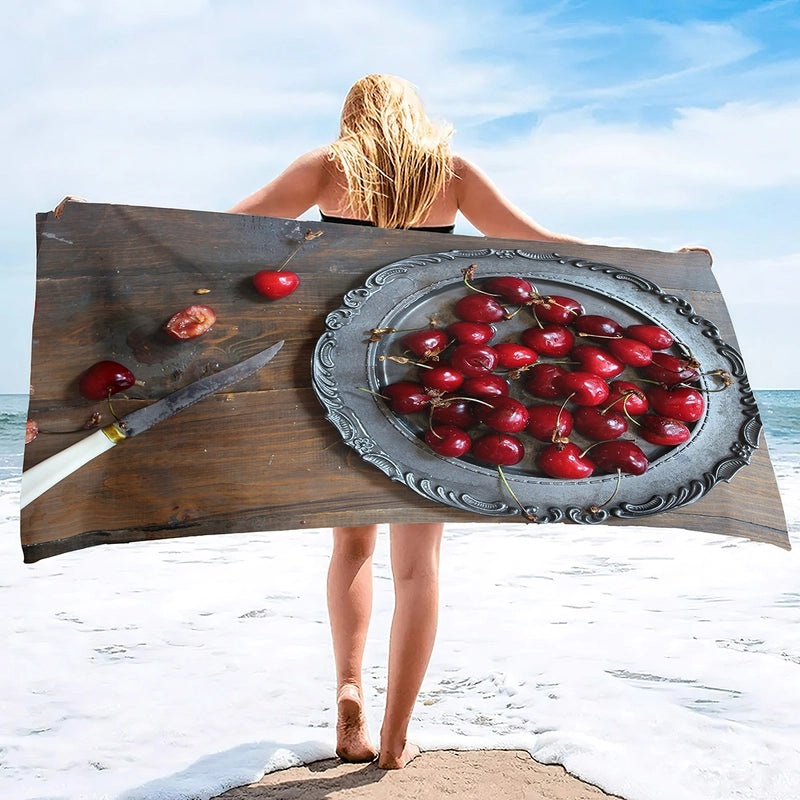 Adorable Cherry Patterned Superfine Fiber Towel | Home & Kitchen Towels