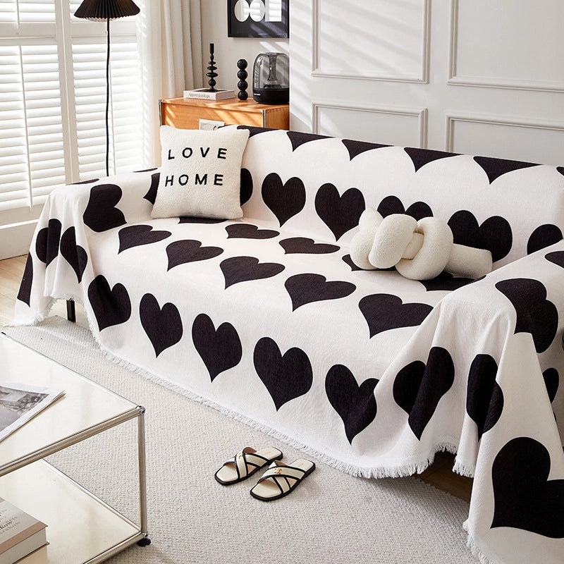 Cute Heart-Shaped Chenille Sofa Cover for Couch Decor | Home Decor & Furniture Accessories