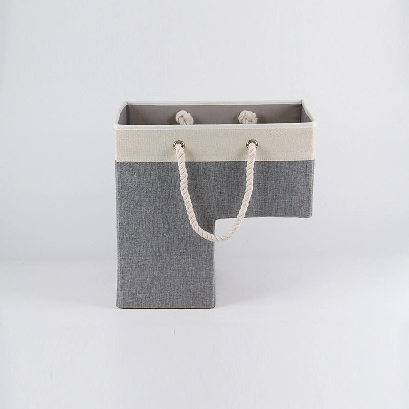 Foldable Gray Stair-Shaped Fabric Storage Basket with Handle | Home Storage & Organization