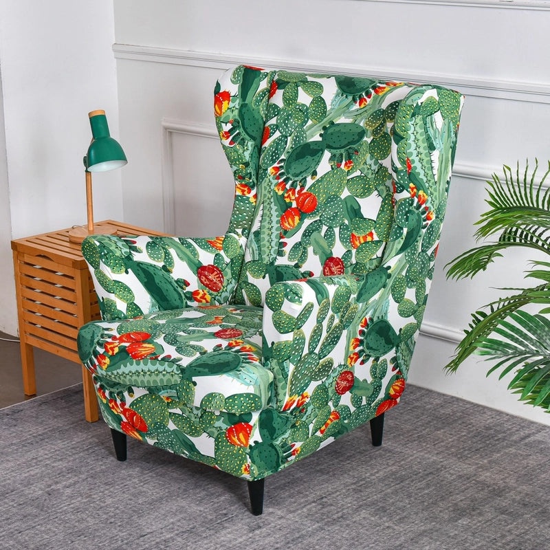 Elastic Four Seasons Tiger Print Wingback Chair and Sofa Cover All-Inclusive American Style|Home Decor & Furniture