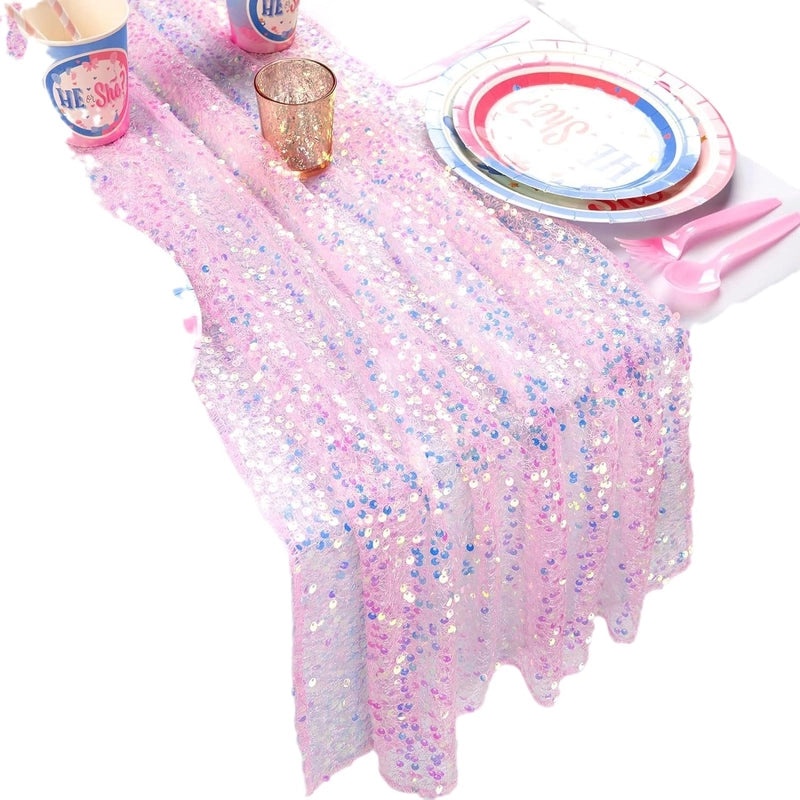 Mermaid Sequin Table Flag for Girls Birthday Party, Wedding & Holiday Decoration | Party Supplies