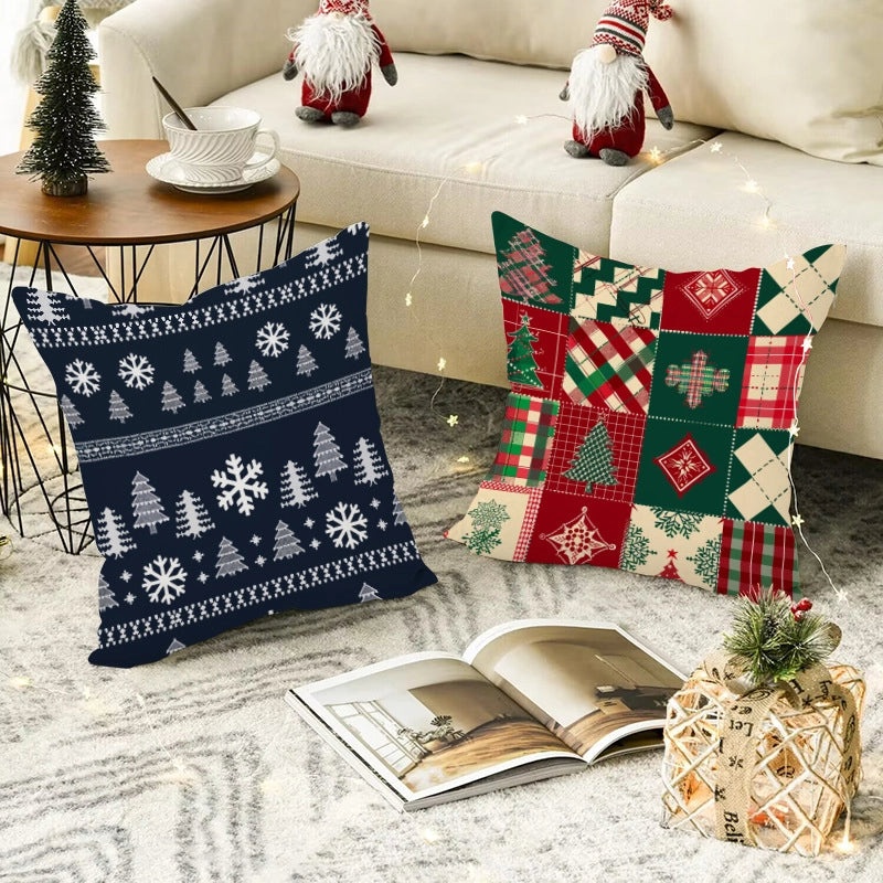 Nordic Christmas Pillow Covers Snowman Snowflake Tree Linen Polyester Sofa Decor|Home Decor