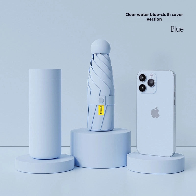 60% Foldable Sun Umbrella Women’s UV Protection Compact Portable Sunscreen Rainproof Dual-Use Mini Card Pocket|Umbrellas & Sun Protection