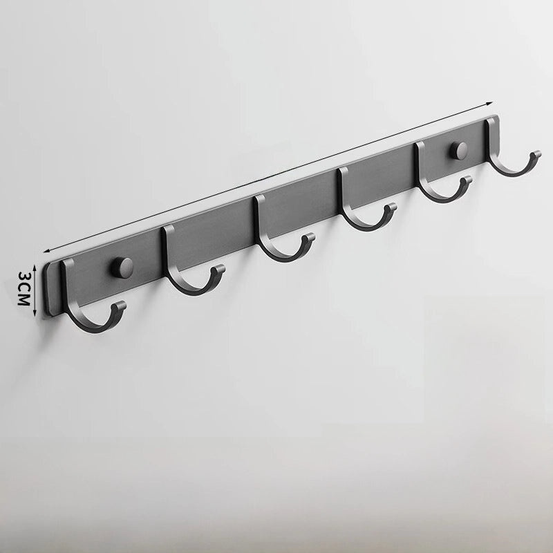 Gun Grey Wall-mounted Aluminum Towel Rack Non-drill Toilet Bathroom Hanging Storage Rod|Bathroom Storage & Organization