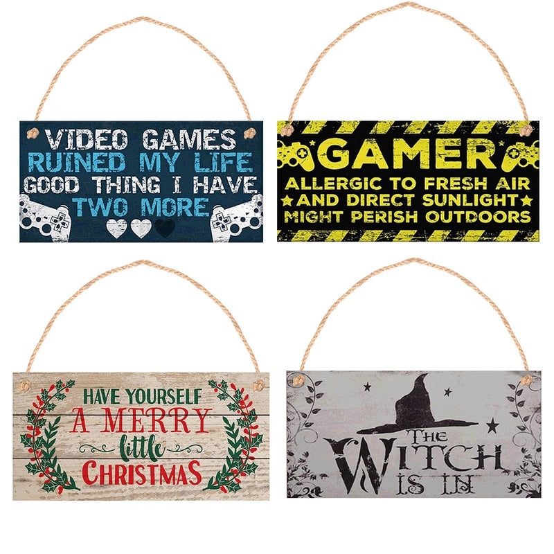 Easter Wooden Wall Sign with Hemp Rope, Creative Printed Game Board Decor for Home and Storefront|Home Decor