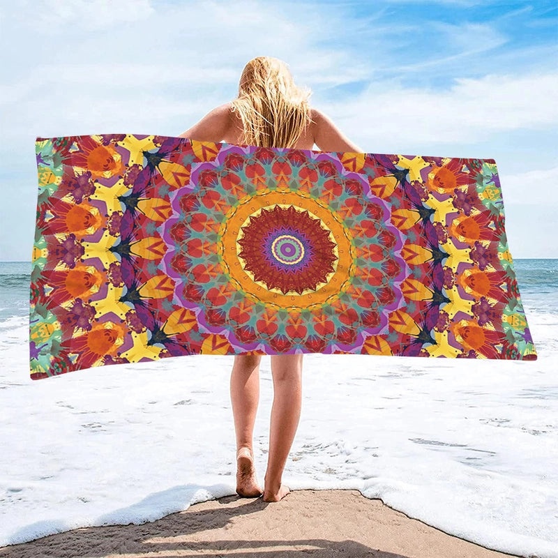 Geometric Patterned Superfine Fiber Beach Towel for Casual Outdoor Use|Beach Towels & Accessories