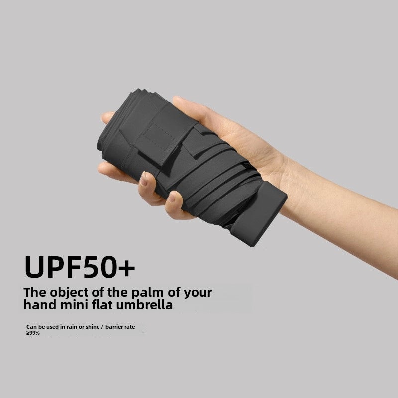 60% Foldable Sun Umbrella Women’s UV Protection Compact Portable Sunscreen Rainproof Dual-Use Mini Card Pocket|Umbrellas & Sun Protection