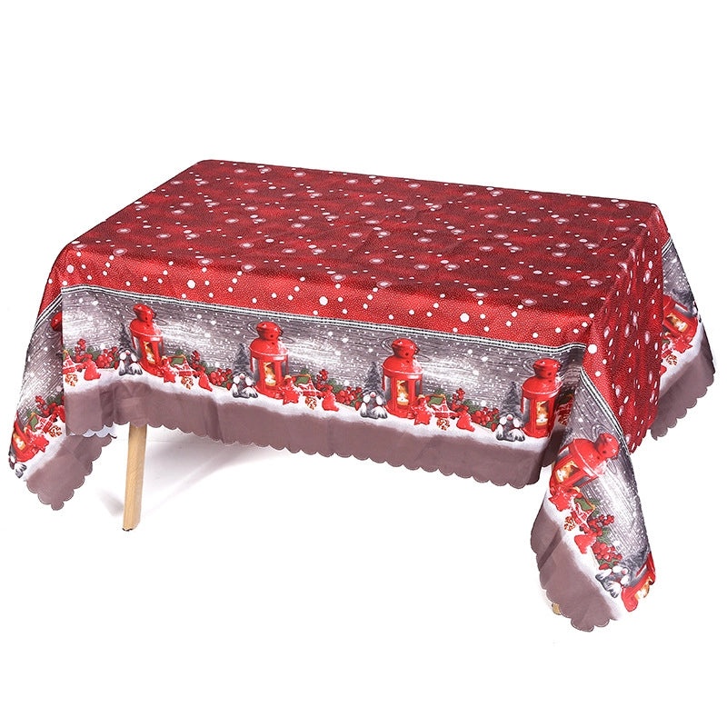 Festive Christmas Color Block Polyester Tablecloth for Holiday Dining|Home & Kitchen Table Linens