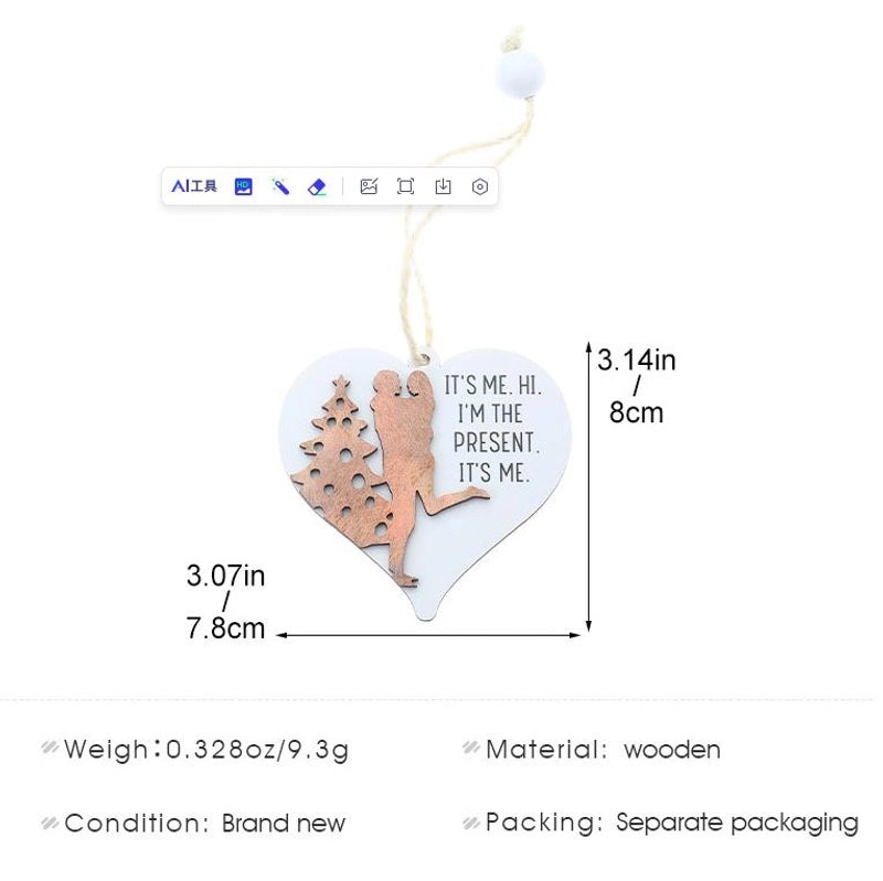 Romantic Heart-Shaped Wood Hanging Ornament for Christmas and Valentine’s Day Home Party Decor|Home Decor Ornaments