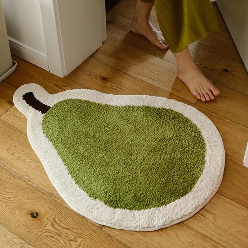 Cute Pear Pattern Soft Polyester Bath Mat for Bathroom|Home & Living Bath Rugs