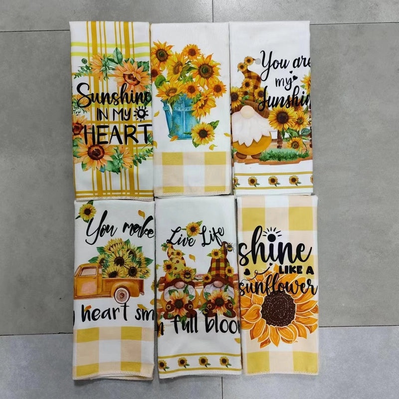 Cute Sunflower Heart Shape Daisy Cotton Polyester Towels for Casual Use | Home & Living - Bath Towels
