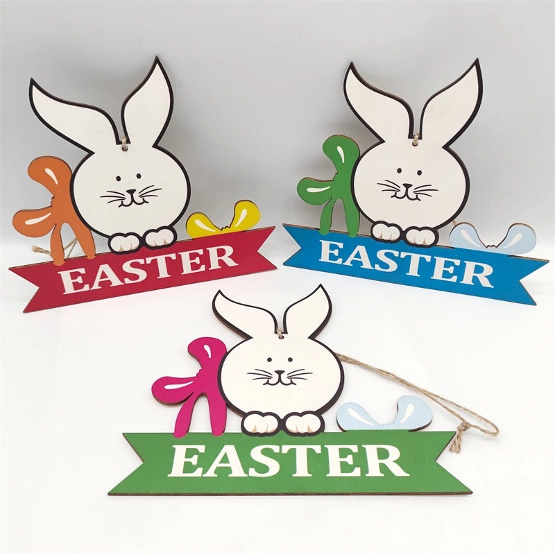 Minimalist Easter Rabbit Wooden Hanging Ornament for Holiday Party Decor | Home Decor & Holiday Ornaments