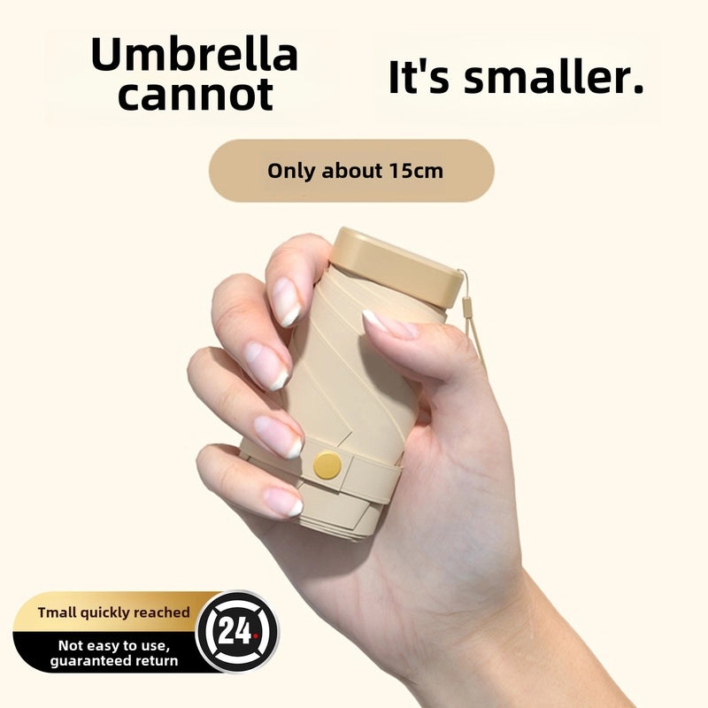 60% Foldable Sun Umbrella Women’s UV Protection Compact Portable Sunscreen Rainproof Dual-Use Mini Card Pocket|Umbrellas & Sun Protection