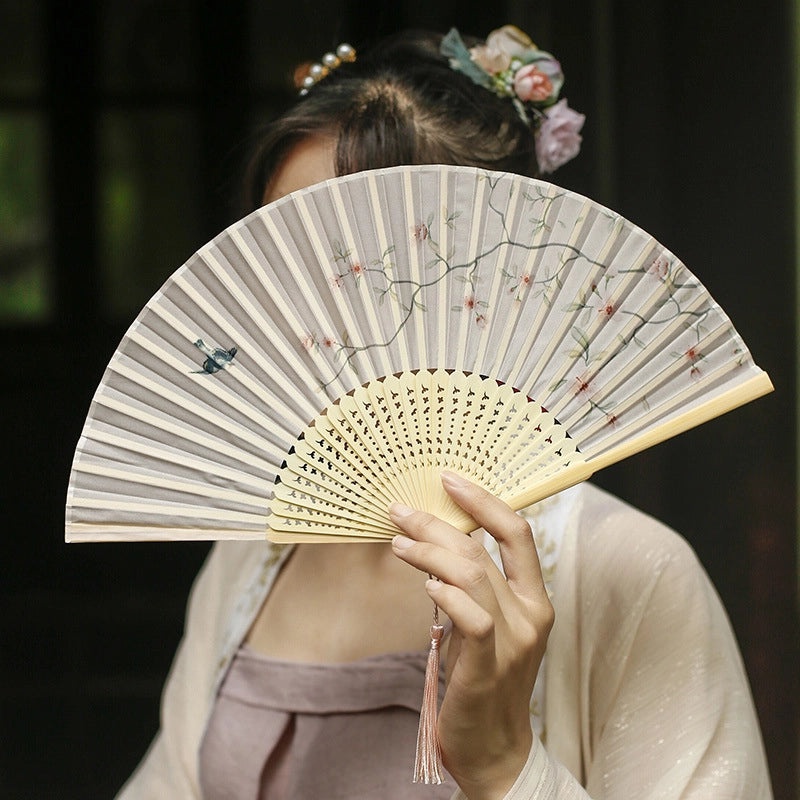 Chinoiserie Raw Silk Solid Color Fans for Heating & Decoration|Home & Living Fans & Cooling Accessories
