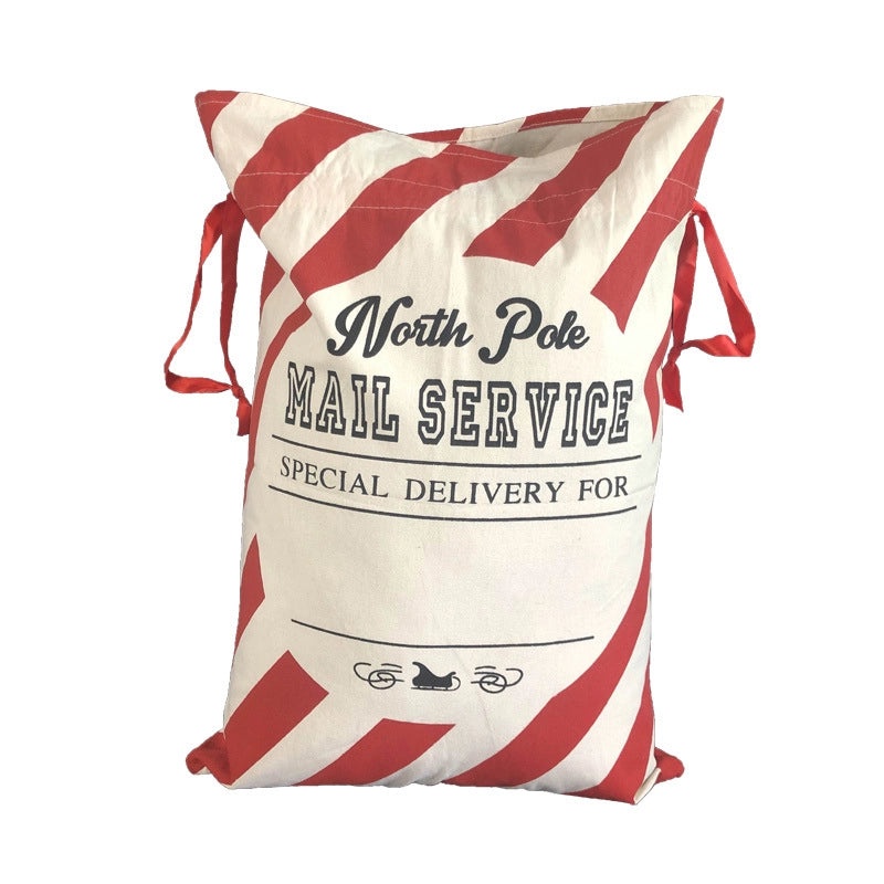 Christmas Cute Letter Stripe Canvas Party Gift Bag|Festive Gift Bags