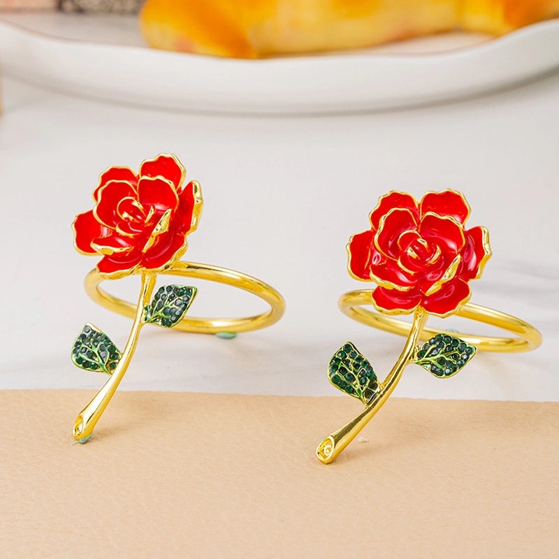 Elegant Red Heart Flower Stainless Steel Table Decoration for Valentine's Day | Home Decor