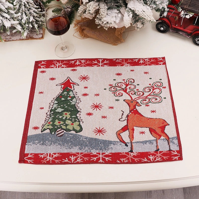 Nordic Christmas Snowflake Knit Placemat IG Style Printed Party Festival Table Mat|Home Decor Table Linens