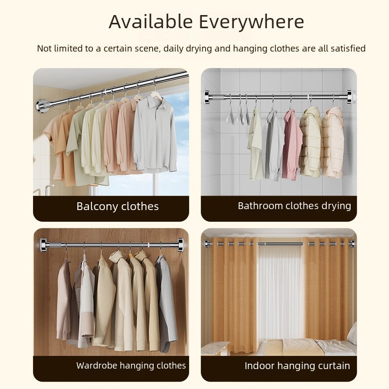 Stainless Steel Telescopic Clothes Drying Rod for Balcony and Bathroom Non-Punching Shower/Bathroom Curtain Rod|Home & Garden Curtains & Rods