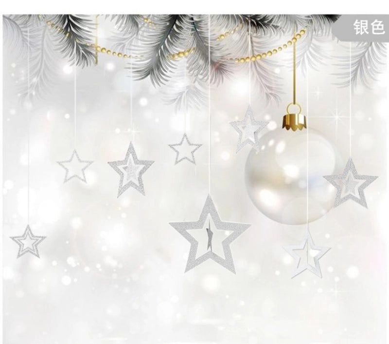 Hollow Star Pendant Set 7pcs Christmas Ornaments New Year Wedding Five-pointed Star Hanging Decorations|Home Decor & Party Supplies
