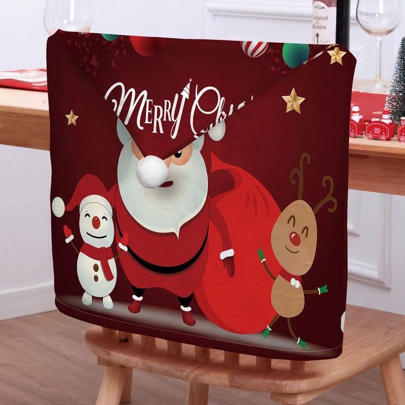 Christmas Animal Santa Chair Cover Polyester Holiday Party Decor|Holiday Party Supplies