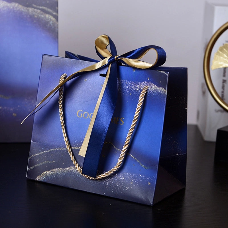 Exquisite White Cardboard Gift Bag with Double Ribbon Handles for Candy Packaging | Gift Bags & Packaging