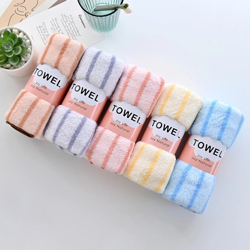 Coral Velvet Thick Absorbent Striped Face Towel Set | Home & Bath Towels