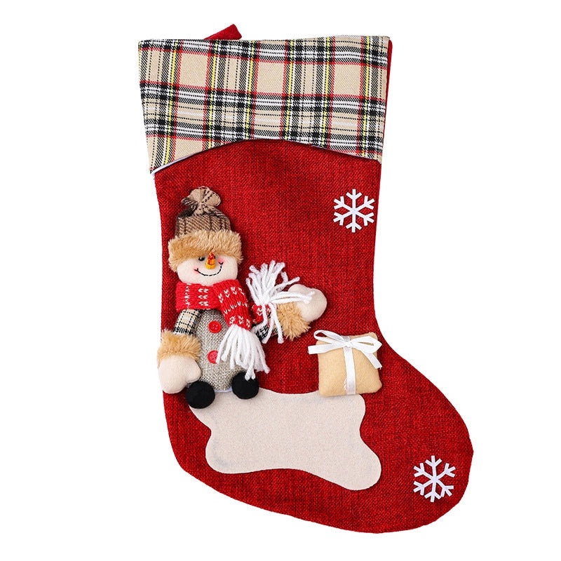 Extra Large Khaki Linen Santa Claus Christmas Stocking | Christmas Decorations & Gift Bags