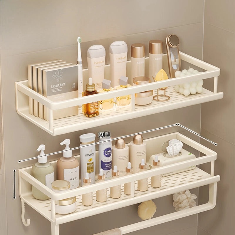 Cream Style Punch-Free Toilet Storage Rack White Wall-Mounted Bathroom Shelf|Bathroom Storage Organizers