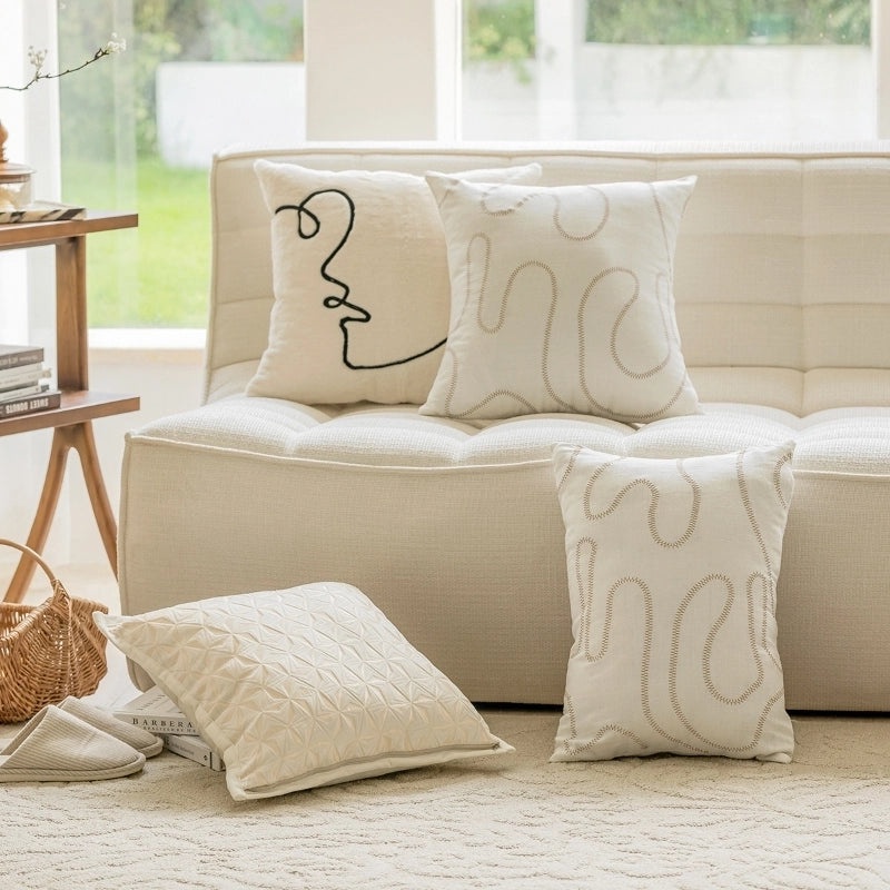 Nordic Linen Sofa Pillow Cover Modern Simple Cushion Case for Living Room Bedroom Waist Pillow|Home Decor & Pillows