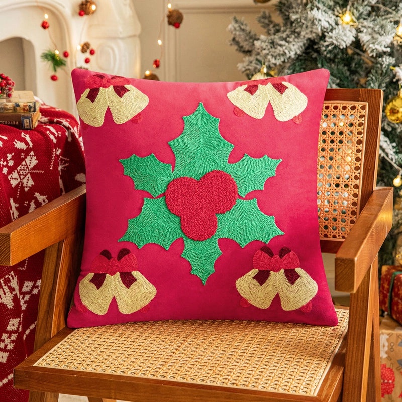 Christmas Tree Santa Elk Velvet Cotton Throw Pillow for Couch & Sofa | Home Decor Pillows