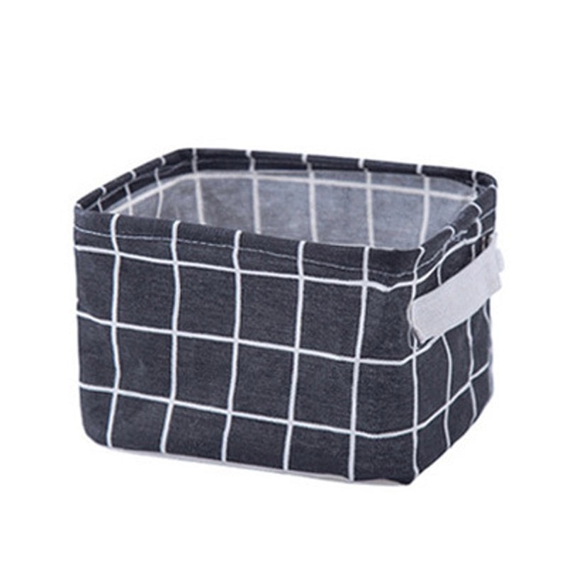 Cotton Linen Storage Basket with Handle for Desktop Cosmetics and Sundries | Home Storage & Organization