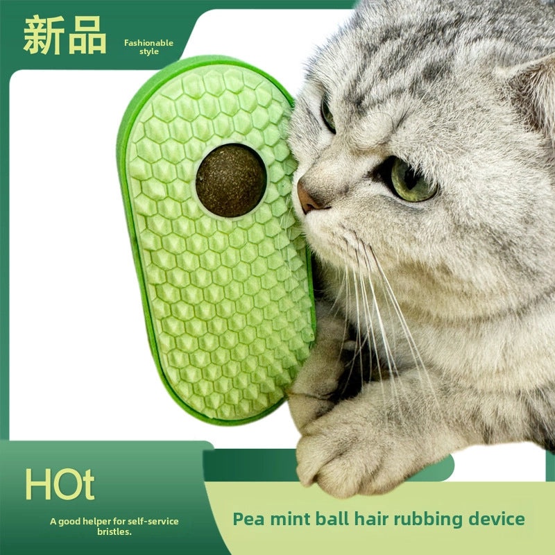 Cat Self-Grooming Hair Rubbing Comb with Mint Ball Toy | Pet Grooming Accessories