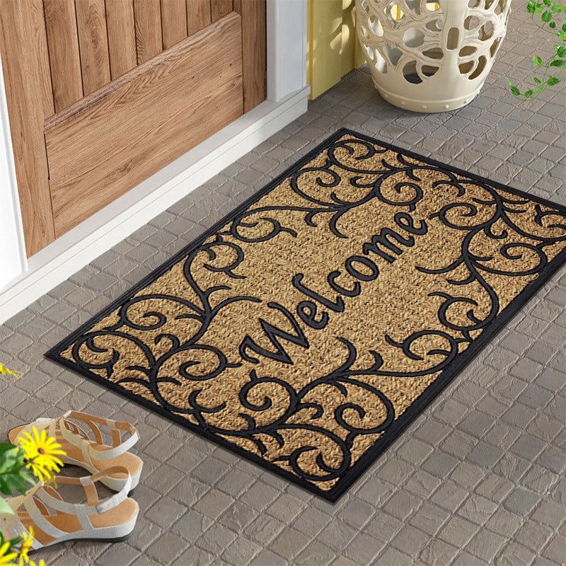 Imitation Coconut Palm Outdoor Door Mat Gray Non-Slip Floor Mat Durable Entryway Rug|Home Decor & Outdoor Mats