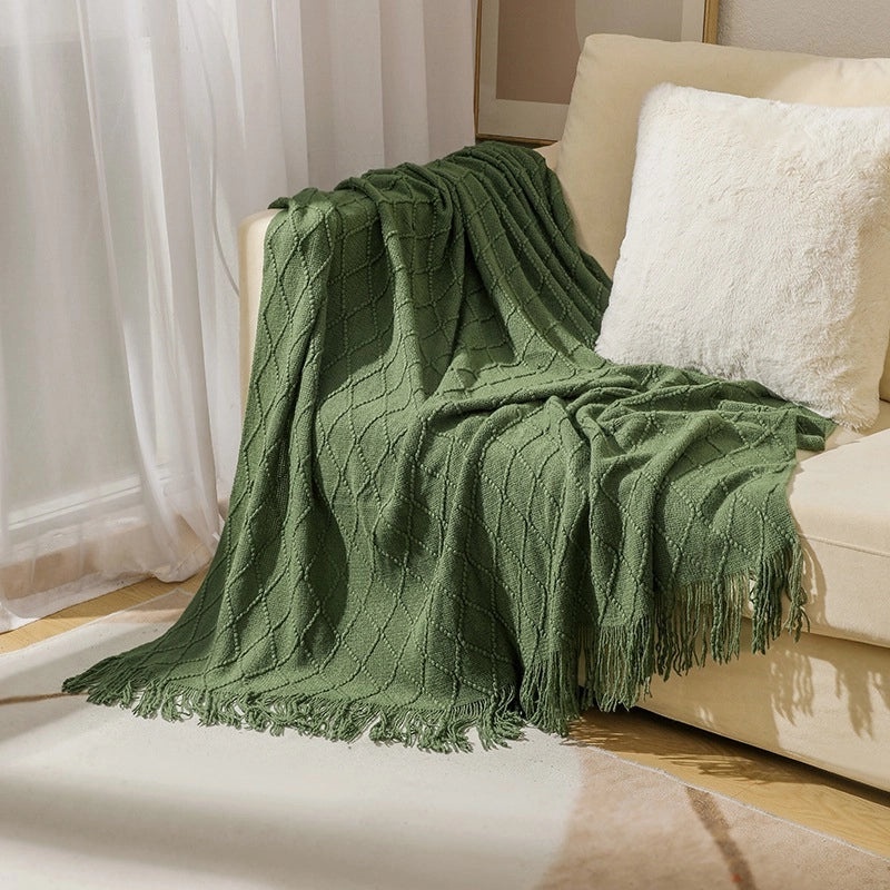 Cozy Solid Color Acrylic Fiber Blanket for Home | Bedding & Blankets