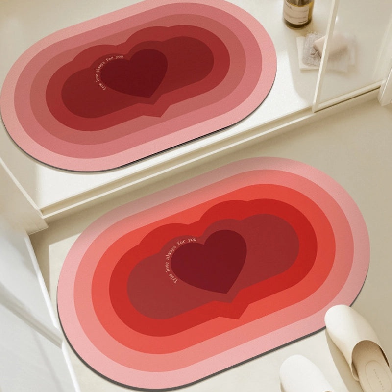 Elegant Heart-Shaped Solid Color Faux Leather Bath Floor Mat|Home Decor Bath Accessories
