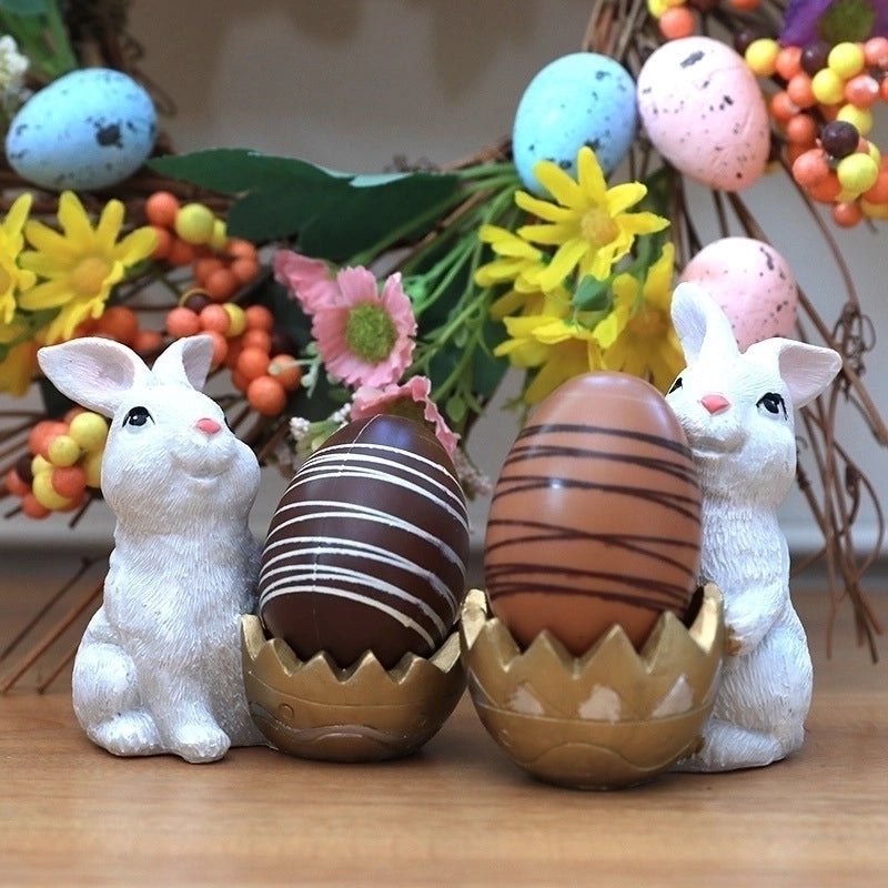 Cute Rabbit Resin Figurines in Cartoon Style|Home Decor & Collectibles