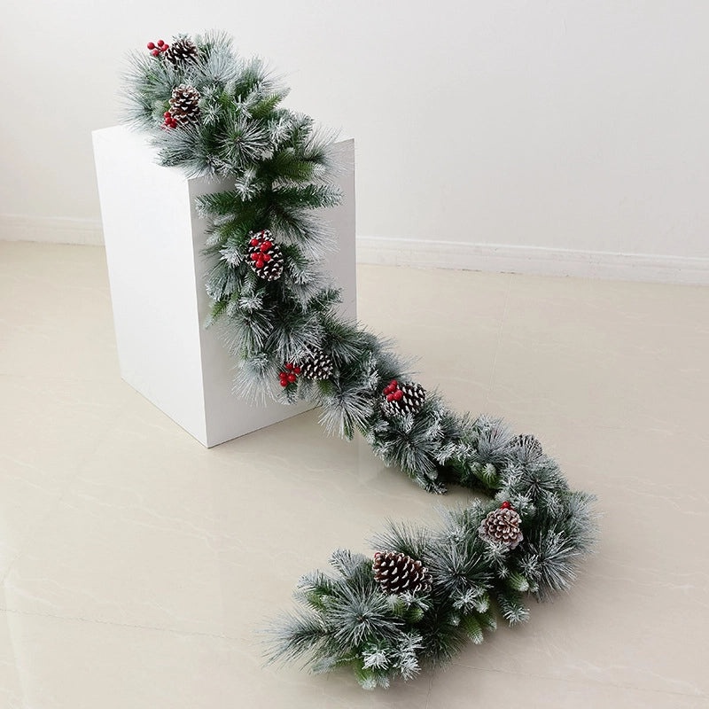 Christmas Rattan Decoration with Pine Cones and Red Berries | Holiday Home Decor