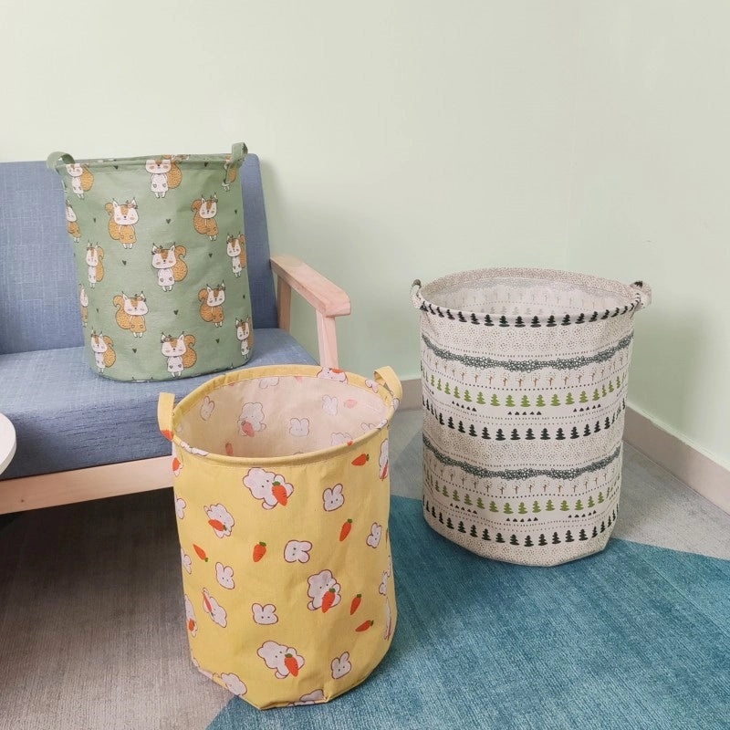 Geometric Animal Print Cotton Linen Storage Basket Minimalist Style|Home Storage & Organization