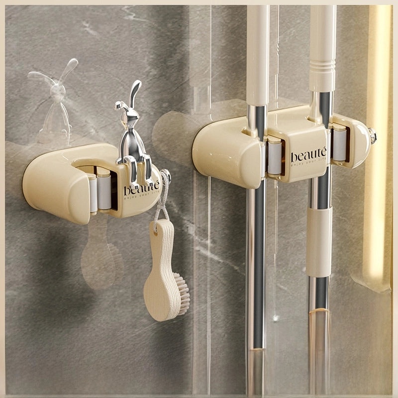 Punch-free Mop Clip Strong Adhesive Wall Hook for Bathroom Storage|Home & Kitchen Storage Accessories