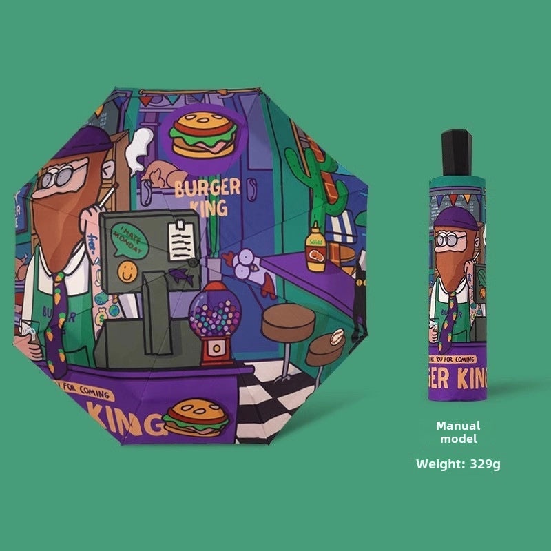 Dual-use Automatic Folding Umbrella for Women | Sun & Rain Protection UV Shield | Portable High-Grade Black Coating | Umbrellas