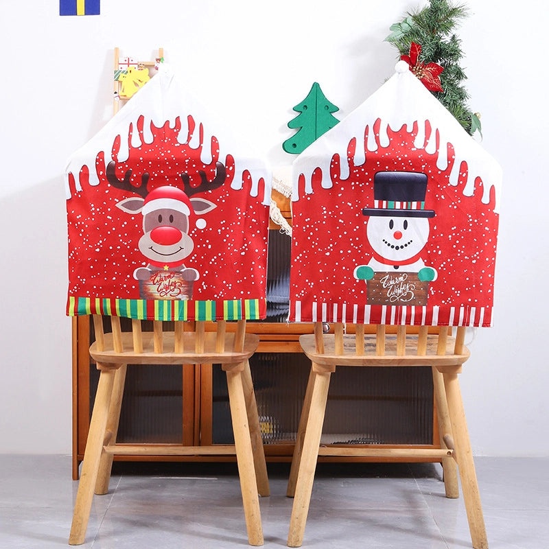 Minimalist Christmas Snowman Chair Cover Cartoon Holiday Festival Decor|Home & Living > Home Decor > Seasonal Decorations
