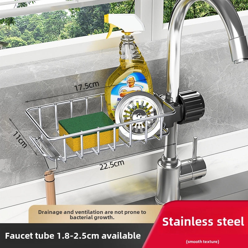 Punch-Free Kitchen Sink Faucet Organizer Rack | Kitchen Storage & Organization
