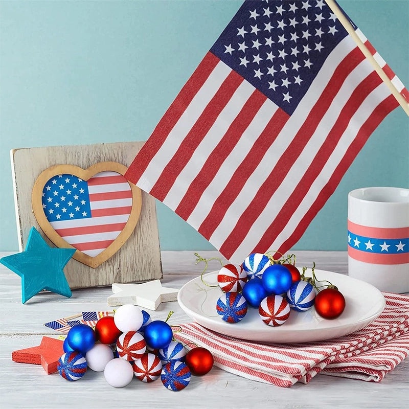 4CM Patriotic American Independence Day Ball Pendants 50 Pieces | Home Decor & Holiday Accessories