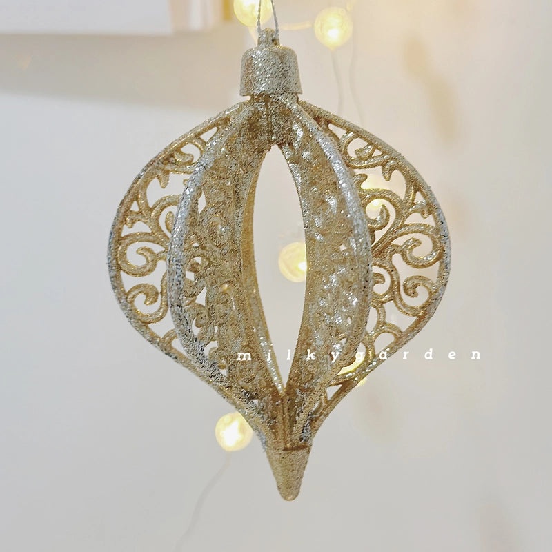 Milky Garden Glitter Christmas Tree Pendant Snowflake Star Angel Garland Hanging Ornament|Christmas Decorations