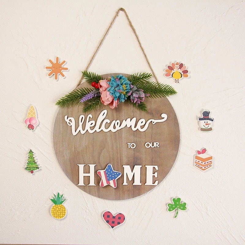 Wooden Welcome Sign Hanging Door Ornament for Easter and Christmas Home Decor | Home Decor