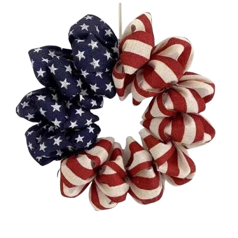 Patriotic Flower and Grass Garland with Stars and Flags | Home Decor & Festive Decorations